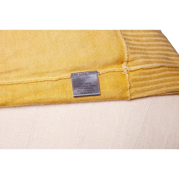 John Varvatos Men's Mustard Knit V-Neck Pullover Sweater Silk & Cashmere Size M - Picture 7 of 7